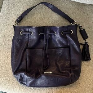 Coach Blue Leather Drawsting Shoulder Bag